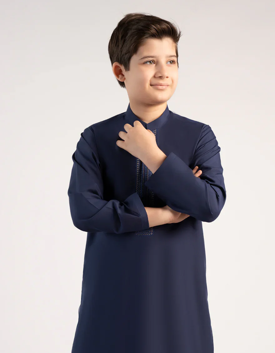 BLUE BLENDED KAMEEZ SHALWAR | JCKS-A-39376/S25/JJ9815-FL - Image 2