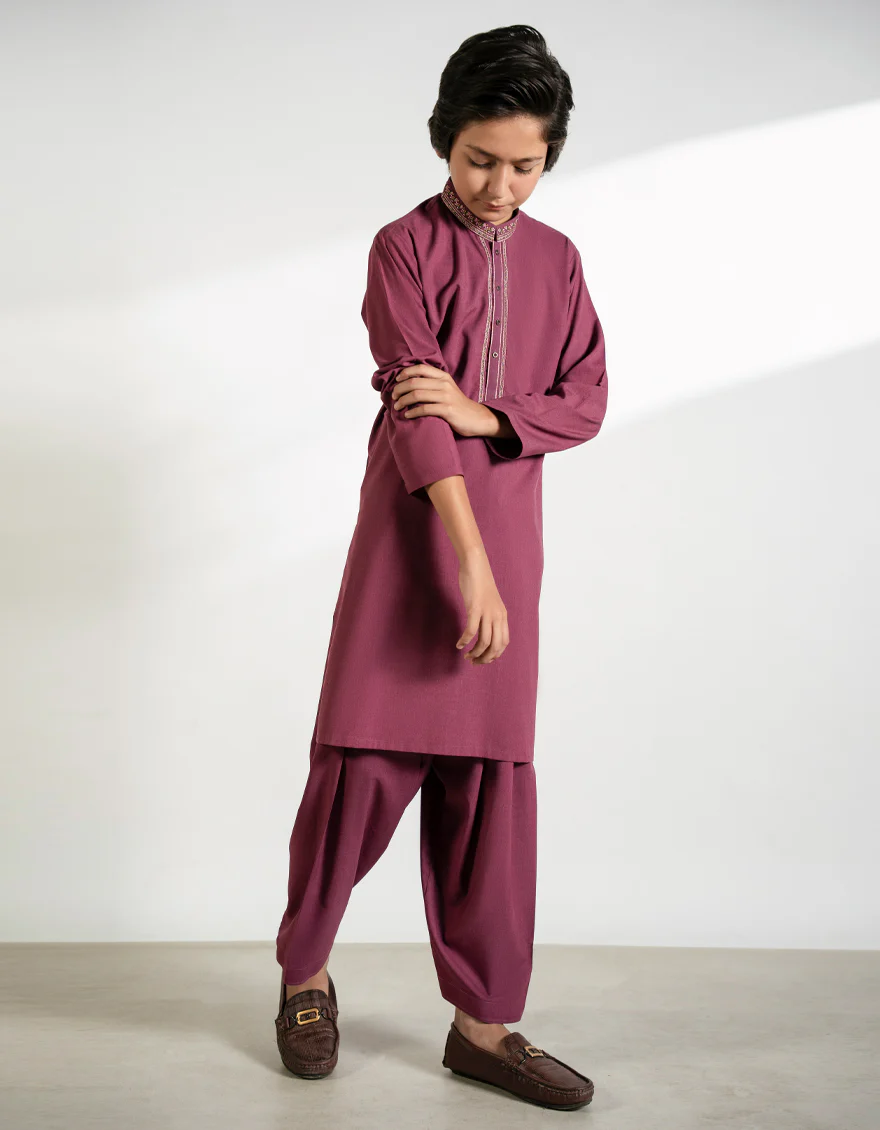 MAGENTA BLENDED KAMEEZ SHALWAR | JCKS-A-39394/S25/JJ9863-SF - Image 4