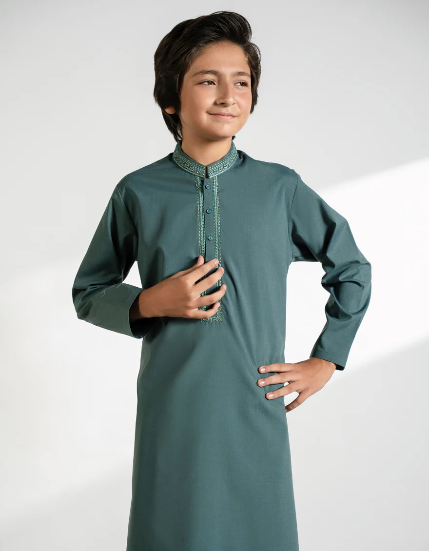GREEN BLENDED KAMEEZ SHALWAR | JCKS-A-39398/S25/JJ9867-SF - Image 2