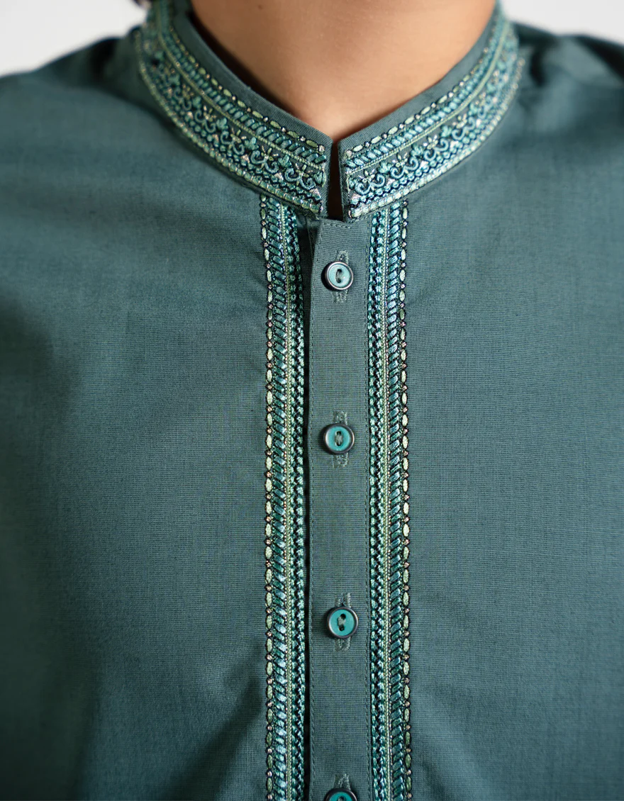 GREEN BLENDED KAMEEZ SHALWAR | JCKS-A-39398/S25/JJ9867-SF - Image 3
