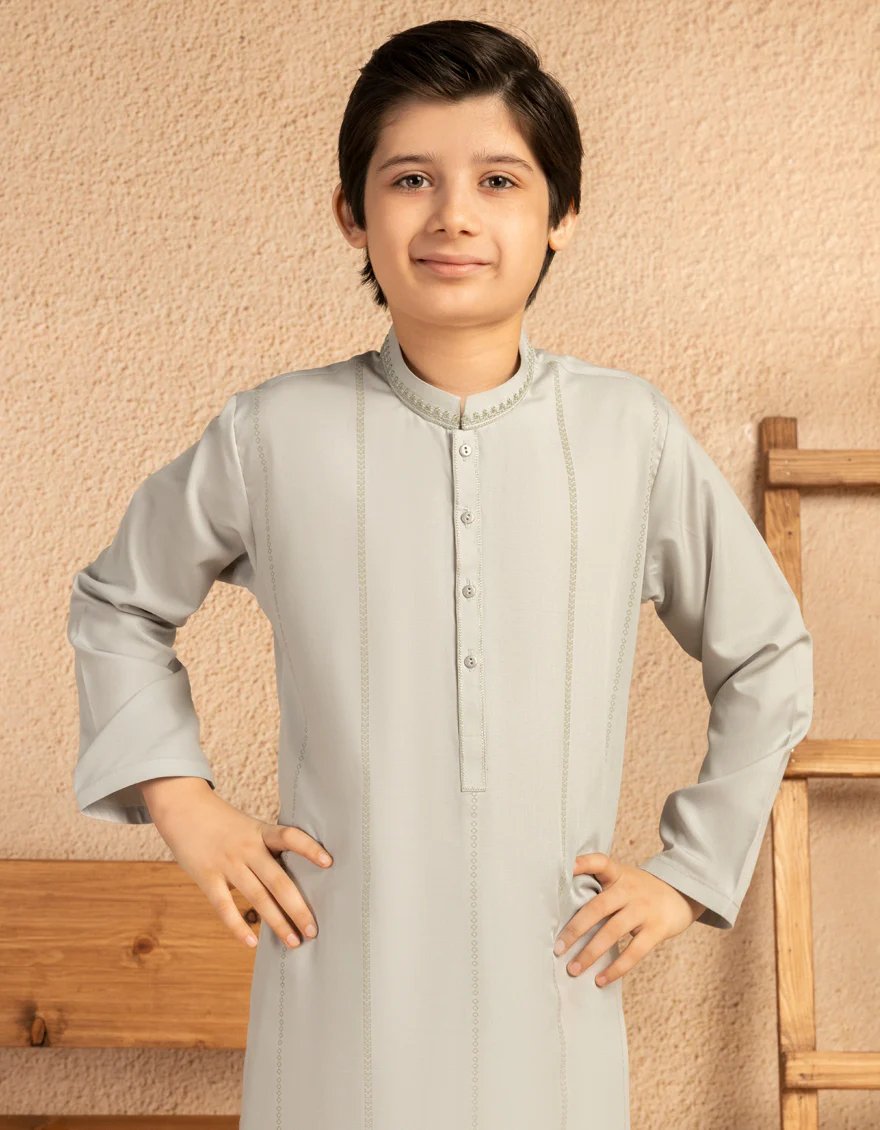 ASH GREY BLENDED KAMEEZ SHALWAR | JCKS-A-39412/S25/JJ9844-SF - Image 2