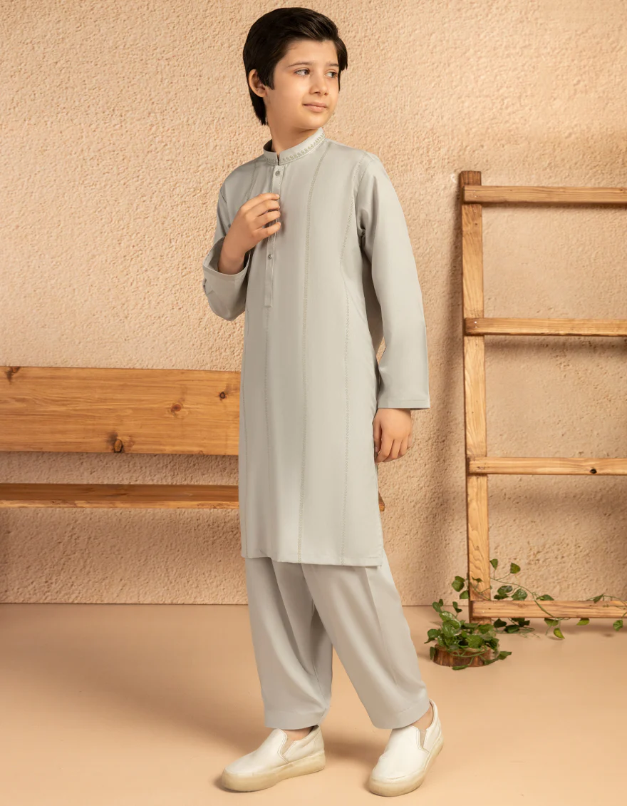 ASH GREY BLENDED KAMEEZ SHALWAR | JCKS-A-39412/S25/JJ9844-SF - Image 4