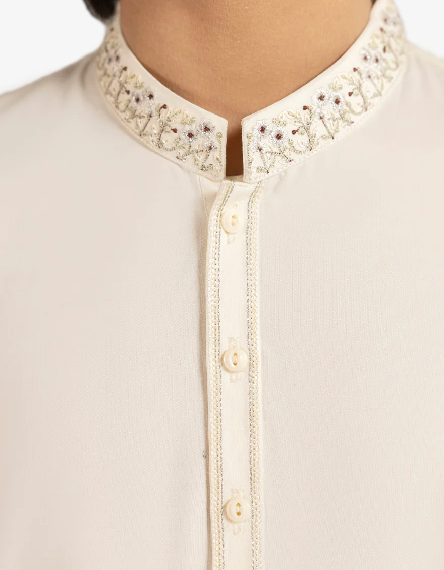 OFF WHITE BLENDED KAMEEZ SHALWAR | JCKS-A-39506/S26/JJ10246-SF - Image 3