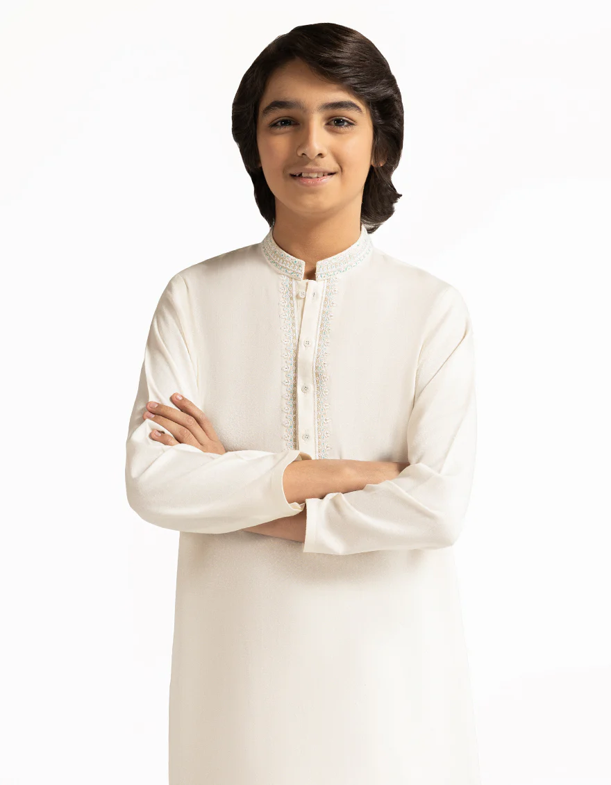 CREAM BLENDED KAMEEZ SHALWAR | JCKS-A-39578/S26/JJ10581-FL - Image 2
