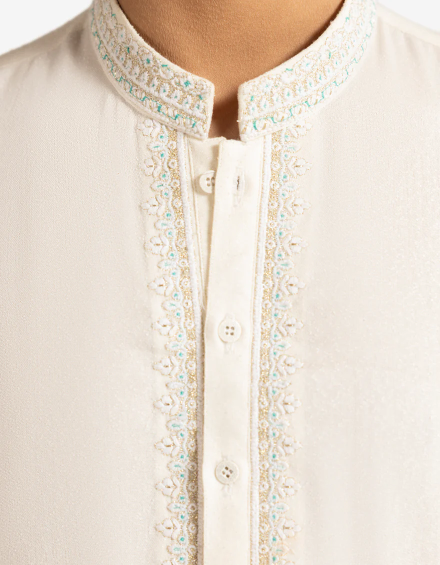 CREAM BLENDED KAMEEZ SHALWAR | JCKS-A-39578/S26/JJ10581-FL - Image 3