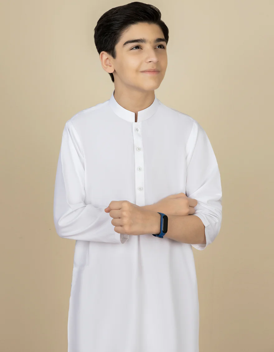 WHITE BLENDED KAMEEZ SHALWAR | JCKS-A-40221-R14-AP/S25/JJ9737-PN - Image 2