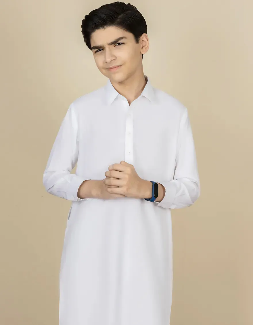 WHITE BLENDED KAMEEZ SHALWAR | JCKS-A-40222-R13-AP/S25/JJ9737-PN - Image 2