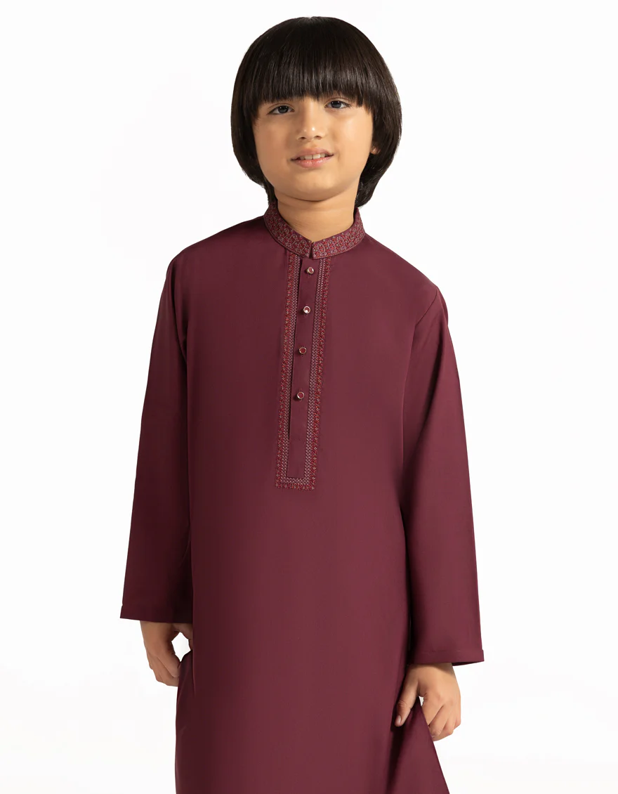 MAROON BLENDED KAMEEZ SHALWAR | JCKS-A-42005/S26/JJ10428-SF - Image 2