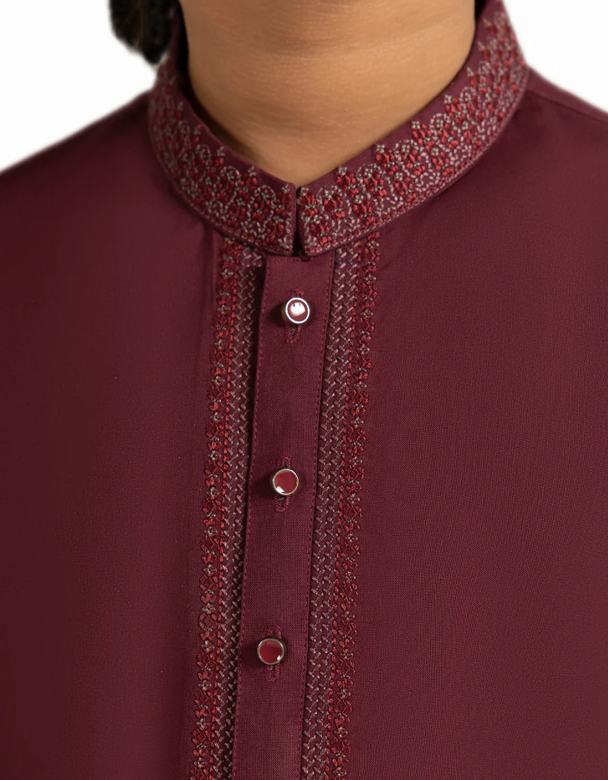 MAROON BLENDED KAMEEZ SHALWAR | JCKS-A-42005/S26/JJ10428-SF - Image 3