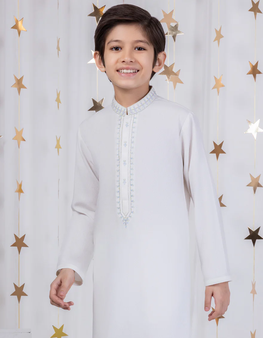 WHITE BLENDED KAMEEZ SHALWAR | JCKS-A-46315/S24/JJ9252-FL - Image 2
