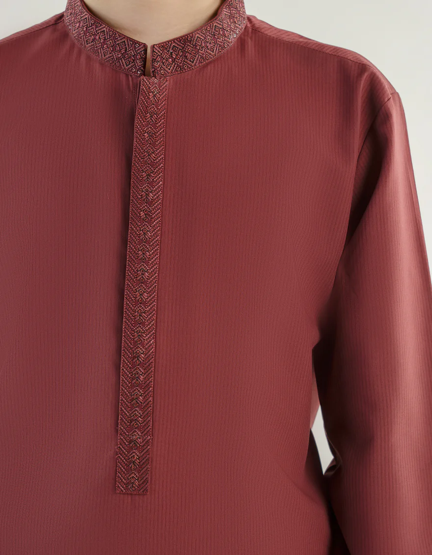 MAROON KAMEEZ SHALWAR | JCKS-A-46439/S24/JJ9570-SF - Image 3