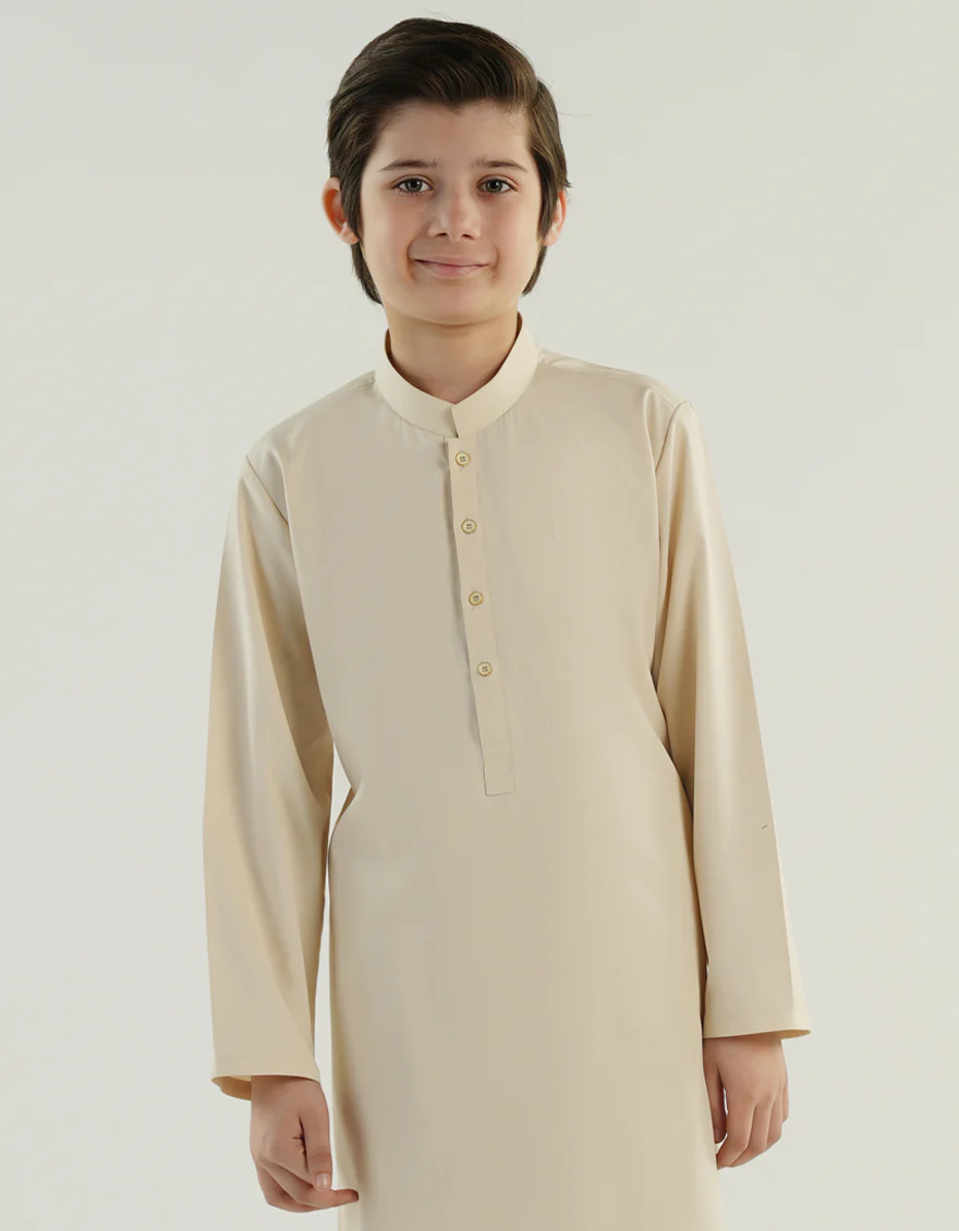 CREAM BLENDED KAMEEZ SHALWAR | JCKS-A-46514/S24/JJ9599-PN - Image 2