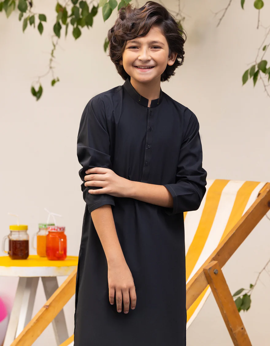 BLACK BLENDED KAMEEZ SHALWAR | JCKS-A-46557/S25/JJ9616-CL - Image 3