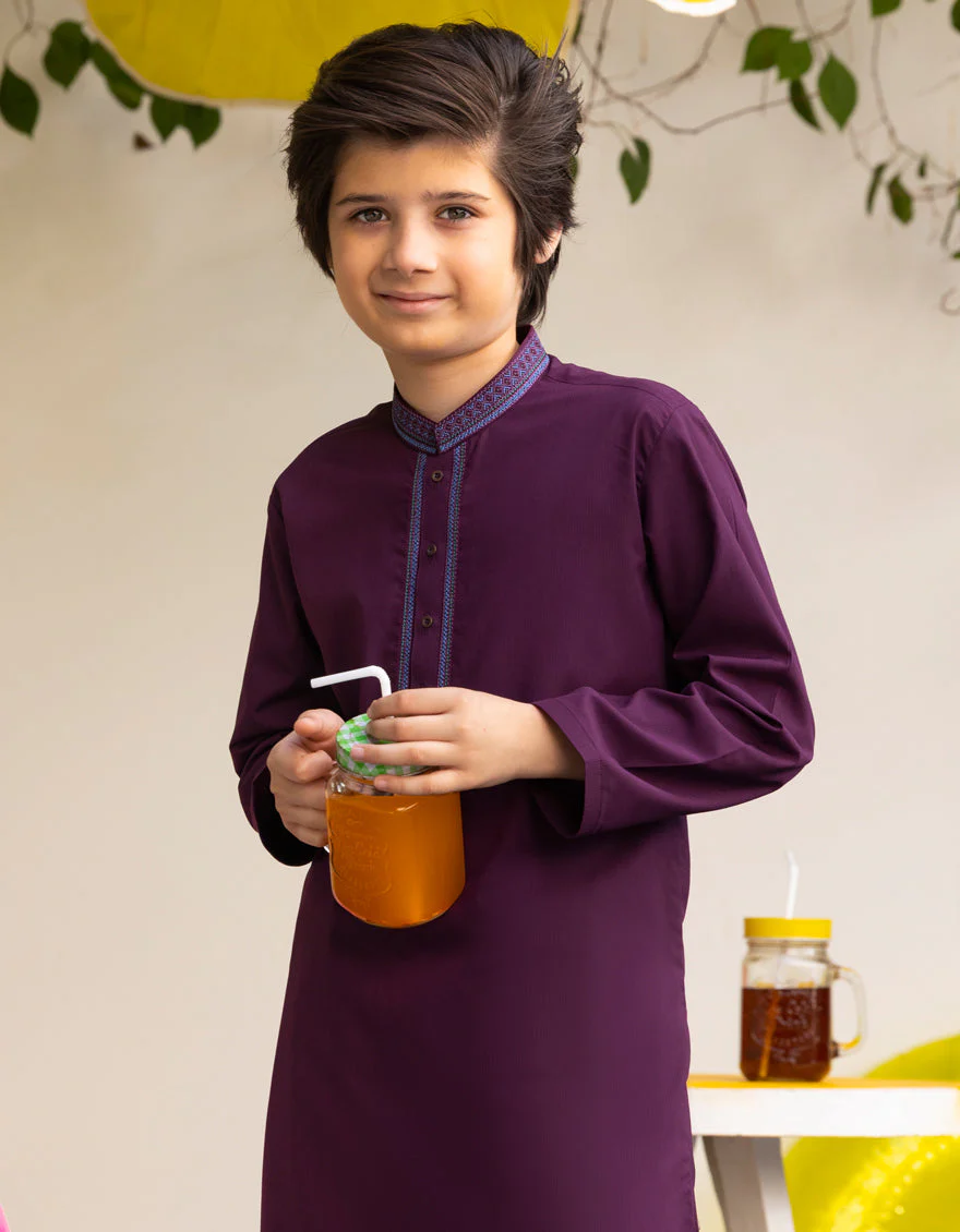 BURGUNDY BLENDED KAMEEZ SHALWAR | JCKS-A-46562/S25/JJ9616-CL - Image 2