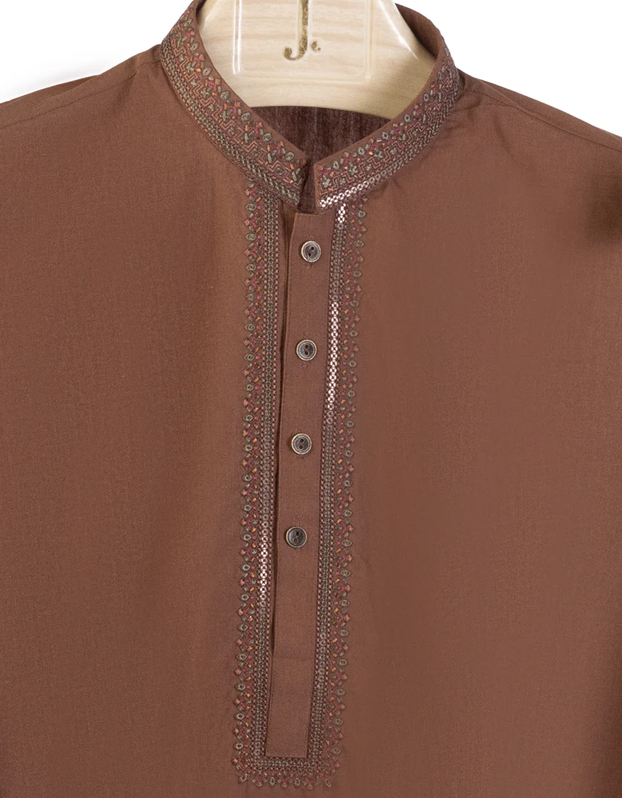 BROWN BLENDED KAMEEZ SHALWAR | JCKS-A-46701/S25/JJ7 - Image 2