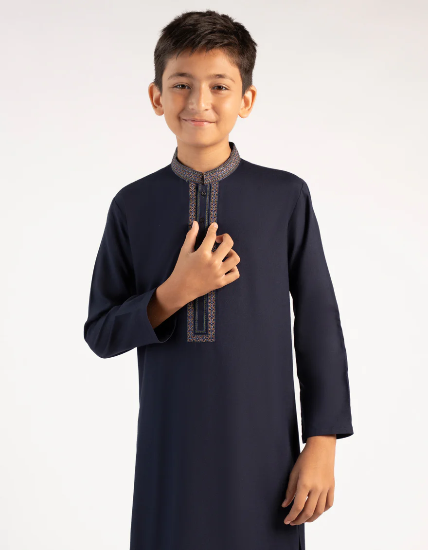 MIDNIGHT BLUE BLENDED KAMEEZ SHALWAR | JCKS-A-46764/S25/JJ9583-FL - Image 2
