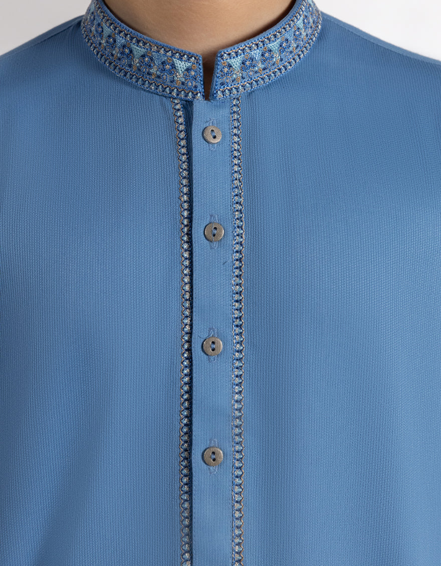SKY BLUE BLENDED KAMEEZ SHALWAR | JCKS-A-46783/S25/JJ9378-SF - Image 3