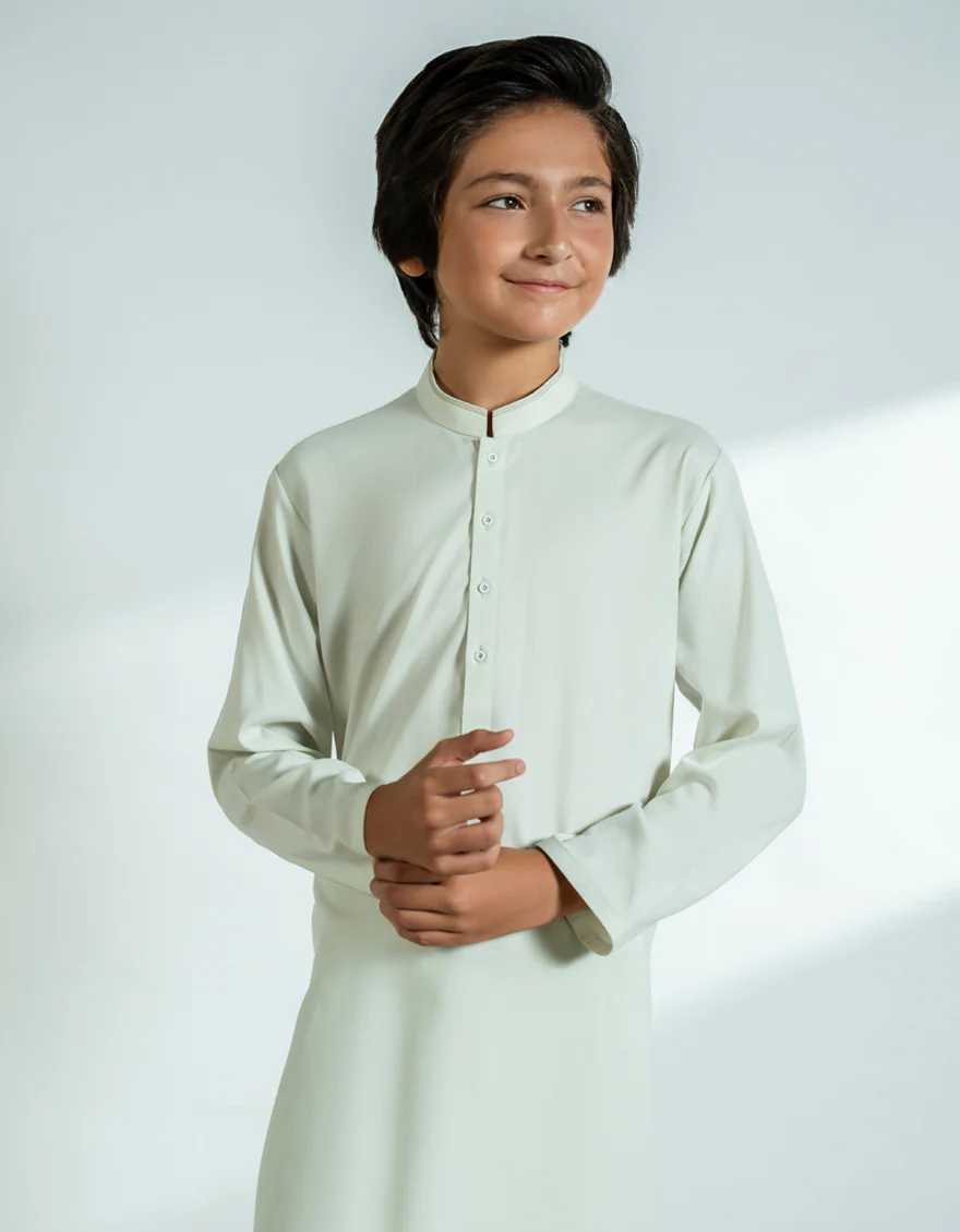 APPLE WHITE BLENDED KAMEEZ SHALWAR | JCKS-A-46807/S25/JJ10078-CL - Image 2