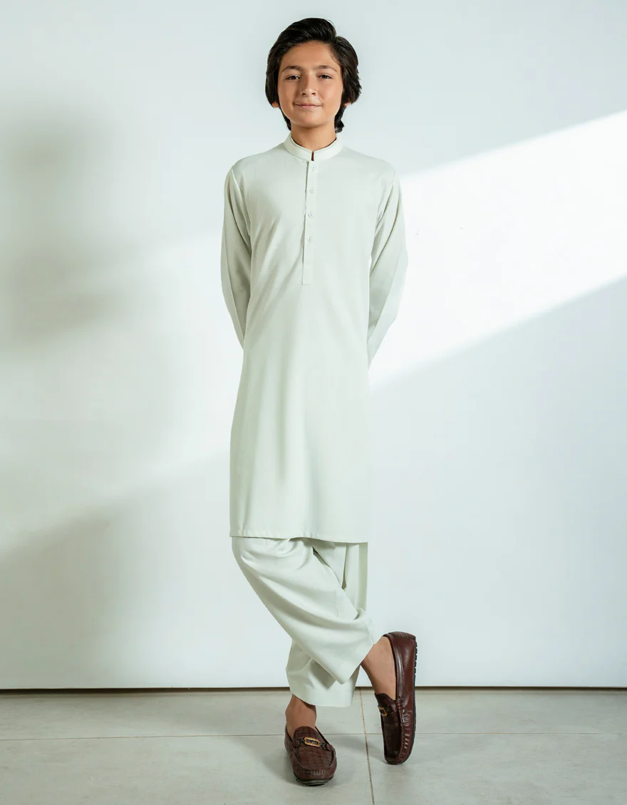 APPLE WHITE BLENDED KAMEEZ SHALWAR | JCKS-A-46807/S25/JJ10078-CL - Image 4