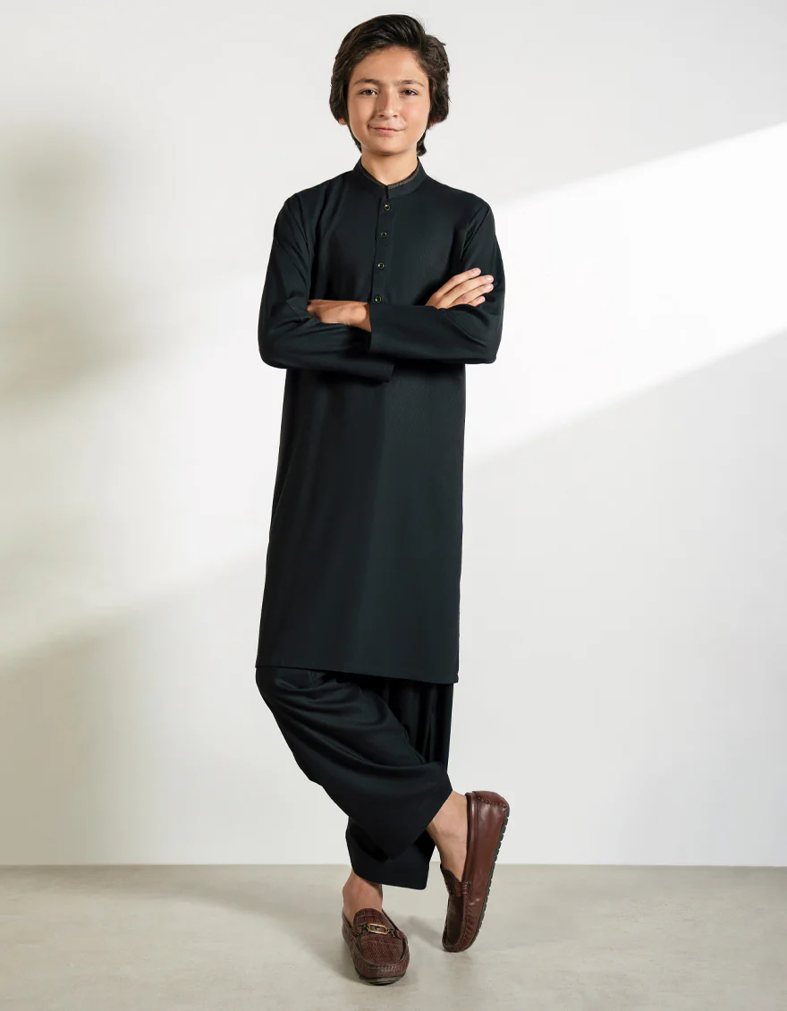 BLACK BLENDED KAMEEZ SHALWAR | JCKS-A-46808/S25/JJ10078-CL - Image 4