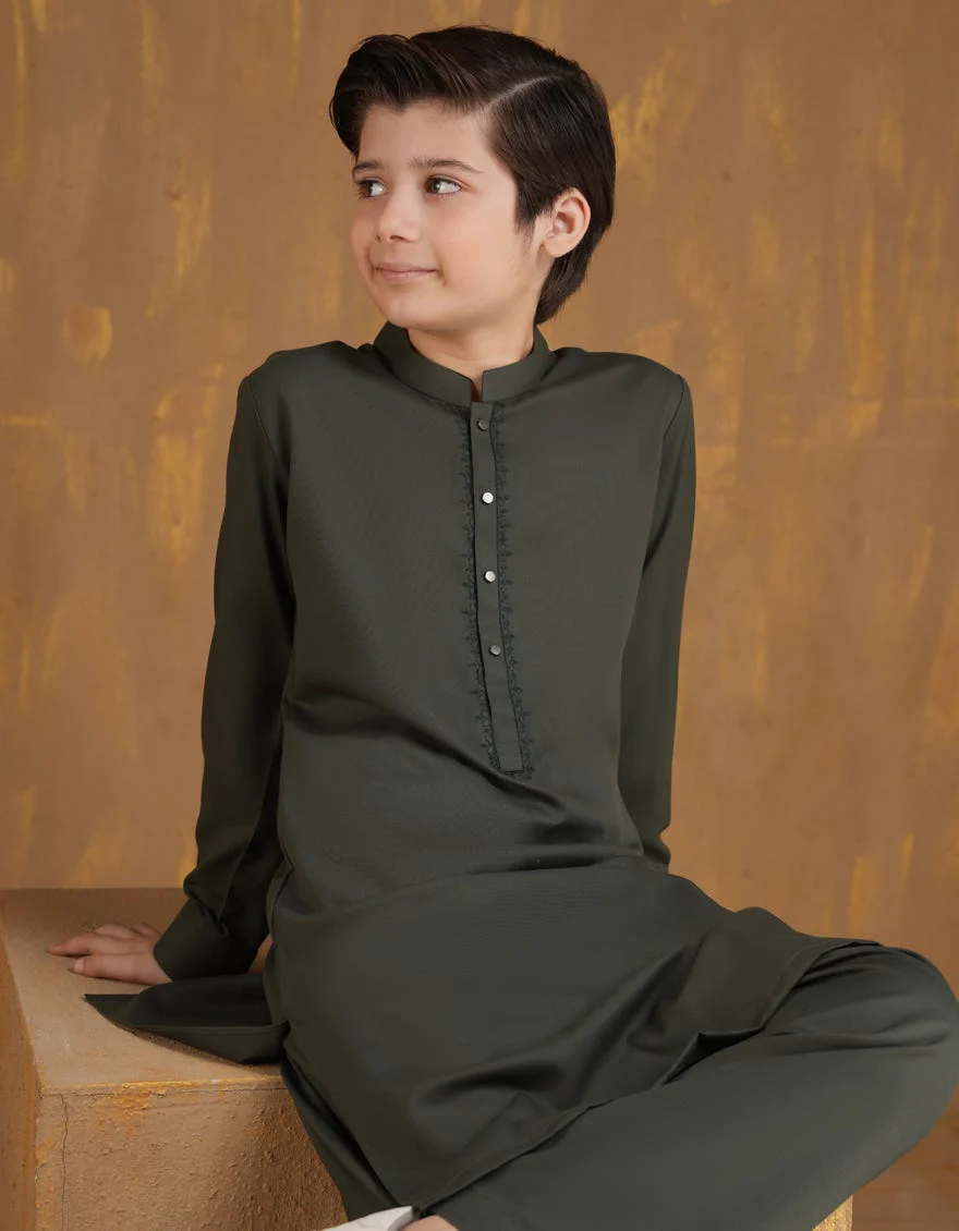 GREEN BLENDED KAMEEZ SHALWAR | JCKS-A-90466/S24/JJ9417-SF - Image 3