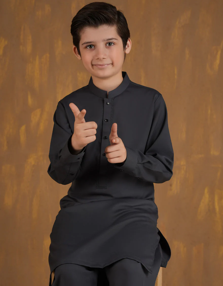DARK GREY BLENDED KAMEEZ SHALWAR | JCKS-A-90499/S24/JJ9663-SF - Image 2
