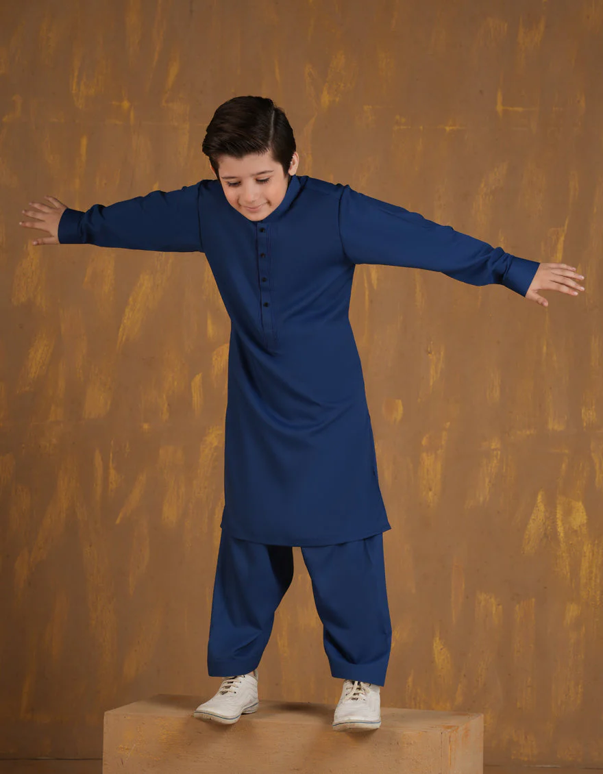 ELECTRIC BLUE BLENDED KAMEEZ SHALWAR | JCKS-A-90501/S24/JJ9663-SF - Image 2