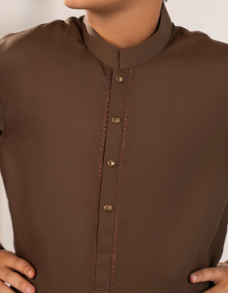 BROWN BLENDED KAMEEZ SHALWAR | JCKS-A-90517/S25/JJ9766-SF - Image 3
