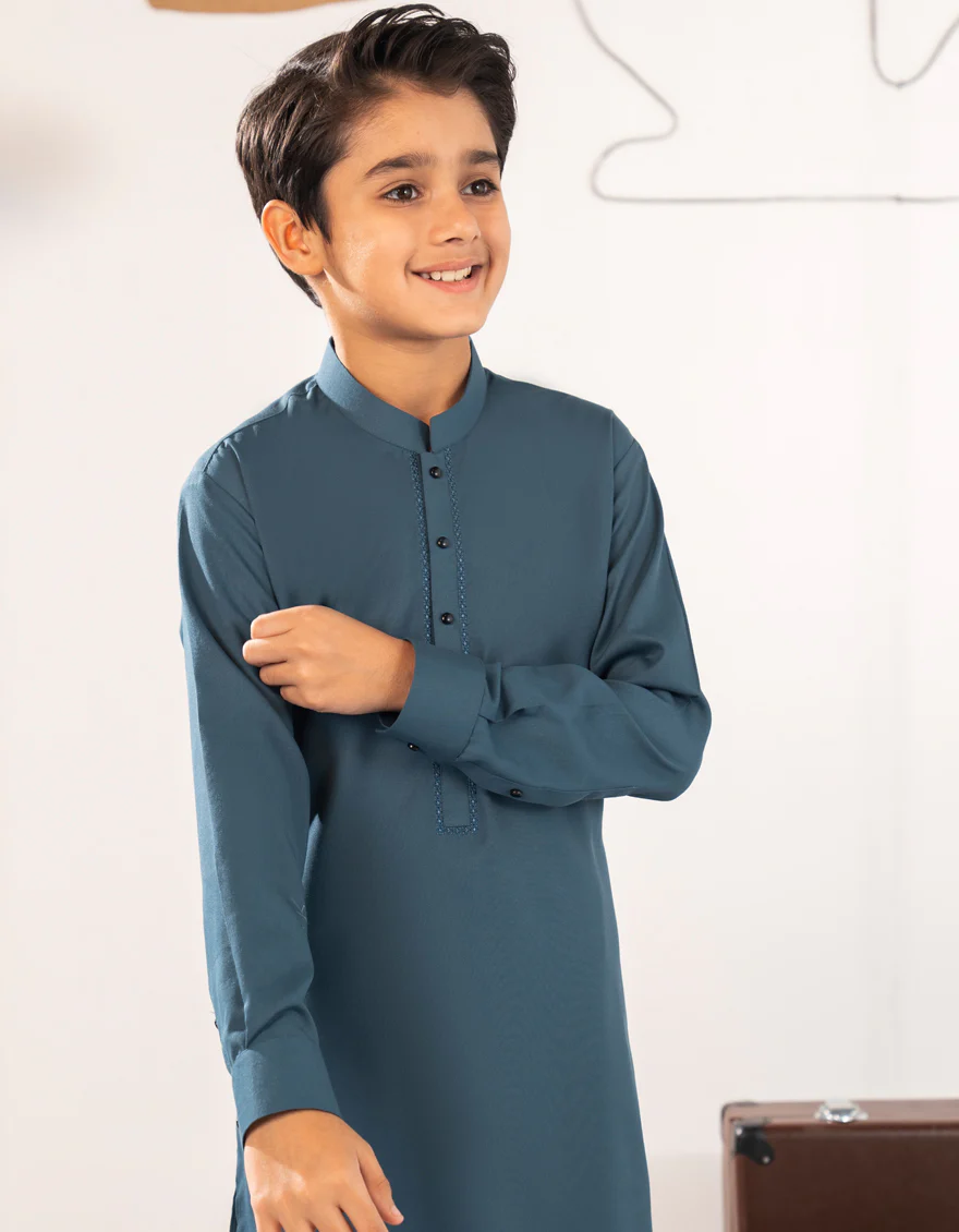 TEAL BLENDED KAMEEZ SHALWAR | JCKS-A-90518/S25/JJ9766-SF - Image 2