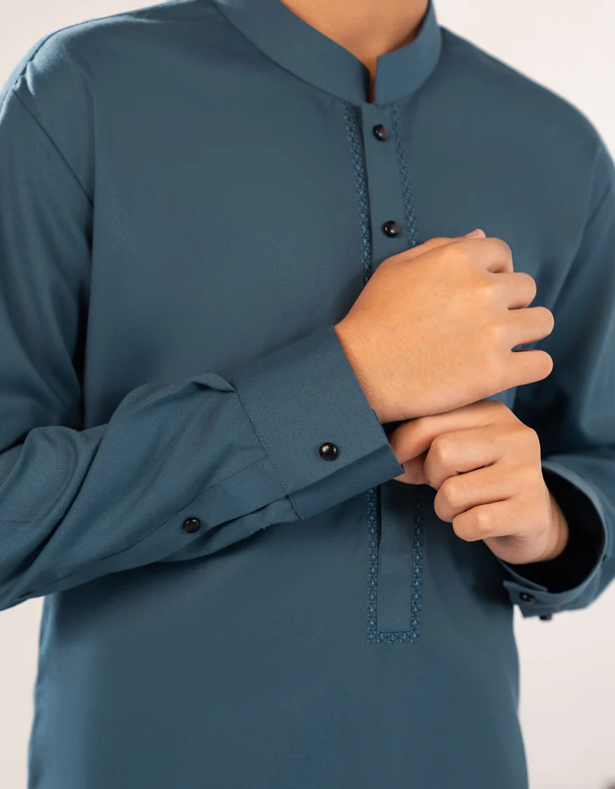 TEAL BLENDED KAMEEZ SHALWAR | JCKS-A-90518/S25/JJ9766-SF - Image 3