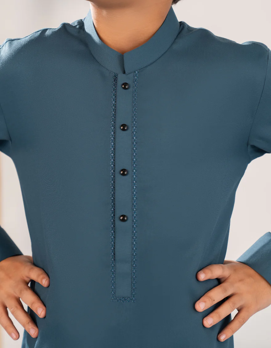 TEAL BLENDED KAMEEZ SHALWAR | JCKS-A-90518/S25/JJ9766-SF - Image 4