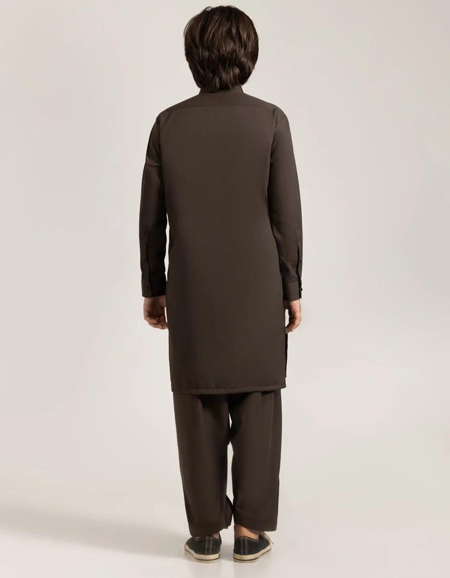 BROWN BLENDED KAMEEZ SHALWAR | JCKS-A-90523/S25/JJ9767-SF - Image 2