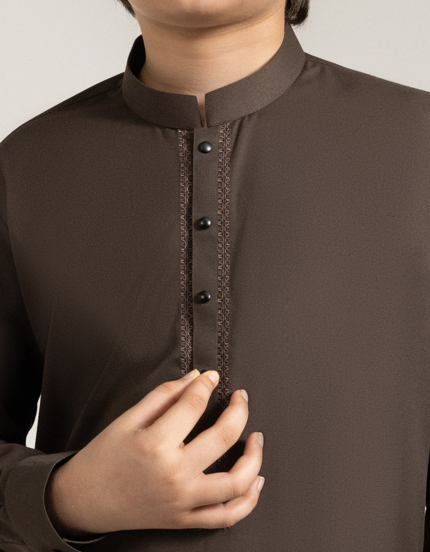 BROWN BLENDED KAMEEZ SHALWAR | JCKS-A-90523/S25/JJ9767-SF - Image 4