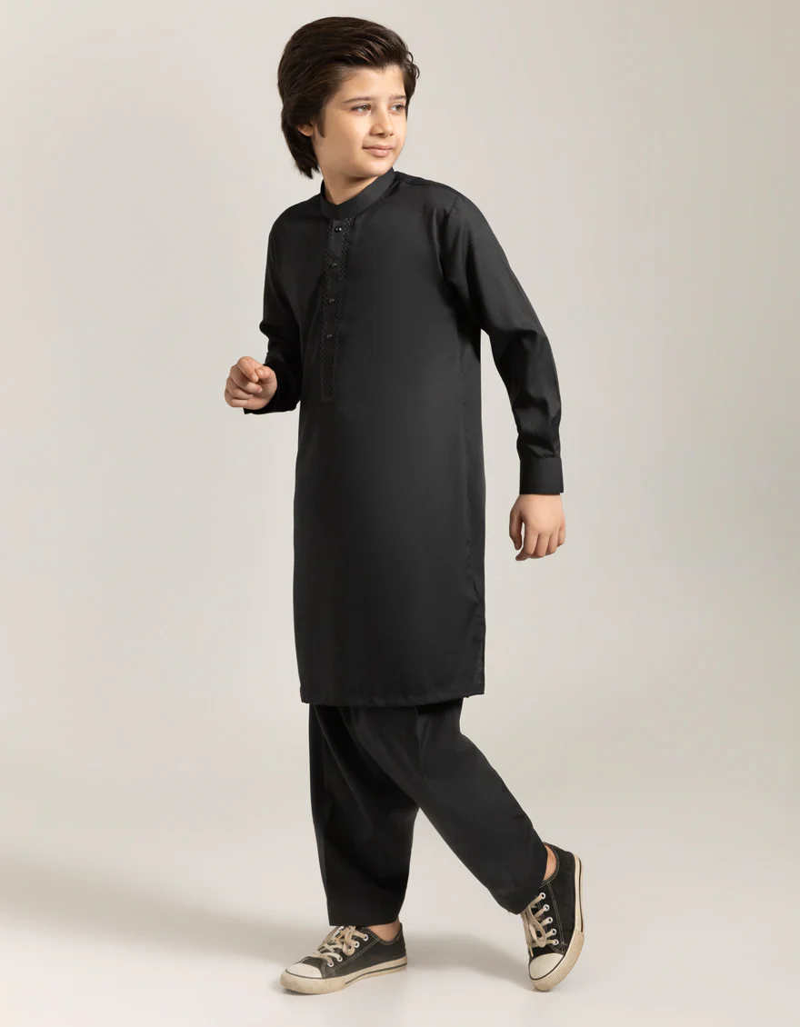 BLACK BLENDED KAMEEZ SHALWAR | JCKS-A-90533/S25/JJ9767-SF - Image 4