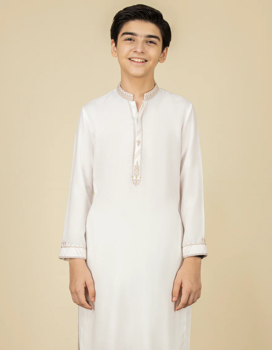 DULL WHITE BLENDED KAMEEZ SHALWAR | JCKS-A-US-38545/S22/JJ7568-FL - Image 2