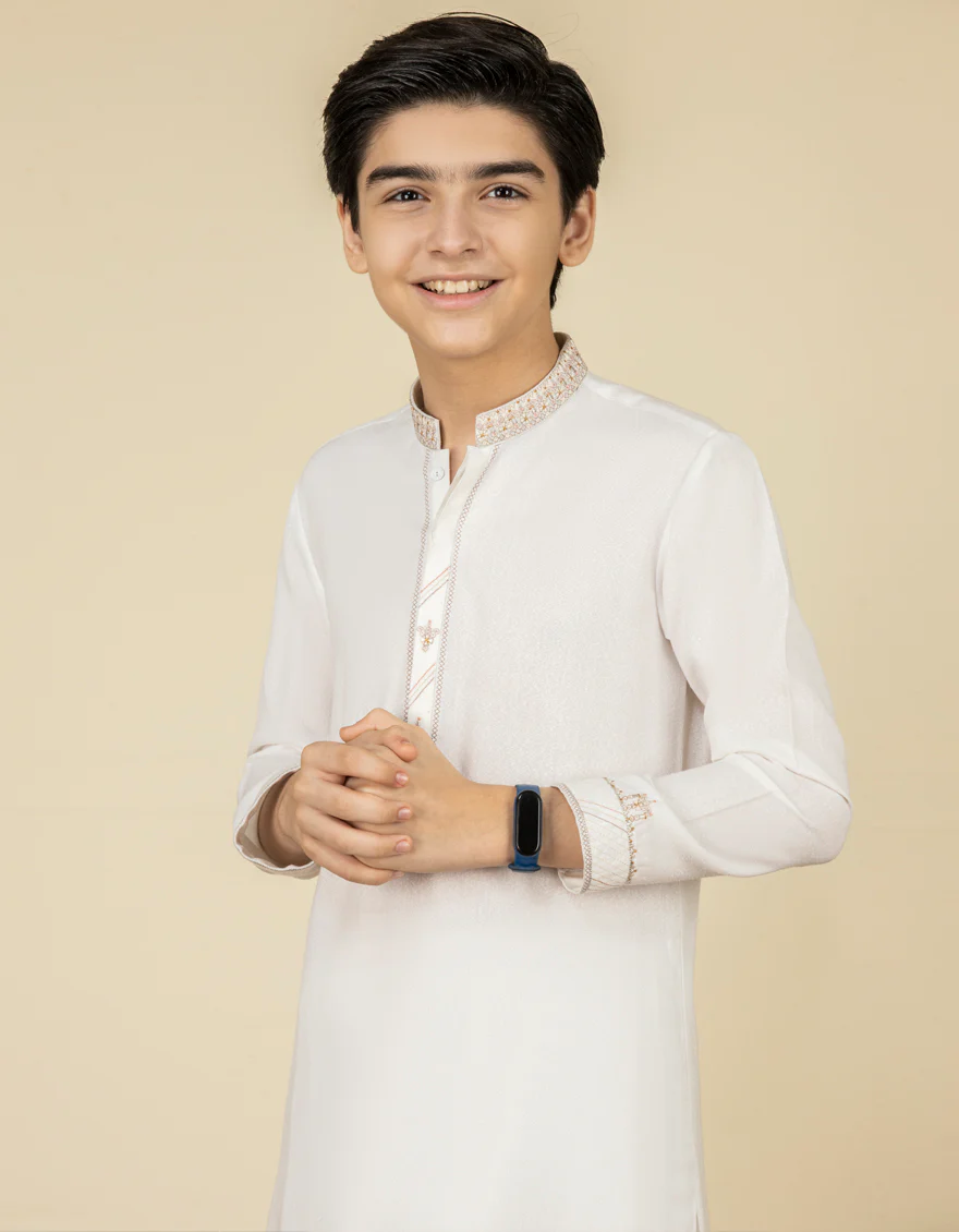 DULL WHITE BLENDED KAMEEZ SHALWAR | JCKS-A-US-38545/S22/JJ7568-FL - Image 3