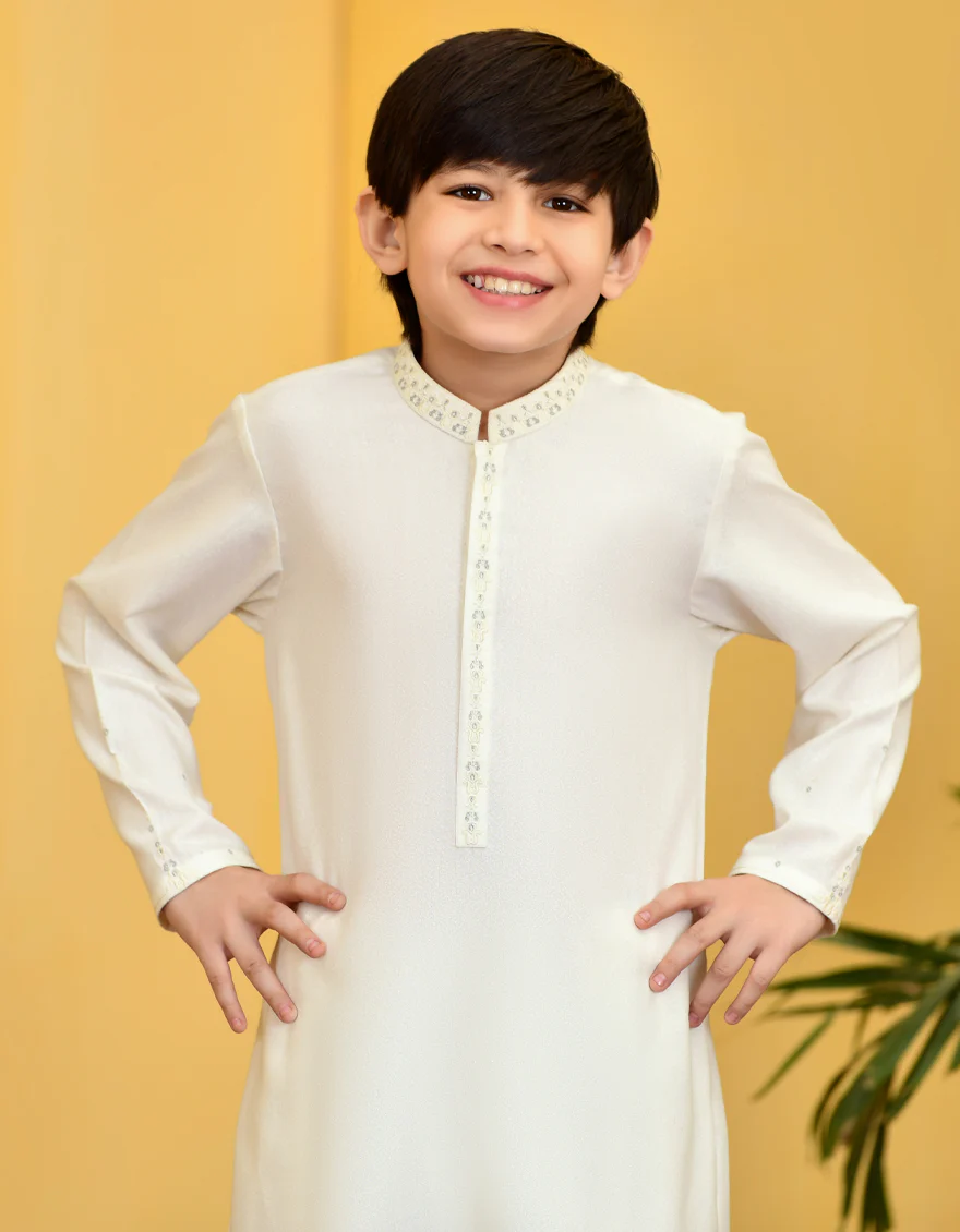 OFF WHITE BLENDED KAMEEZ SHALWAR | JCKS-A-US-38746/S23/JJ8712-FL - Image 2