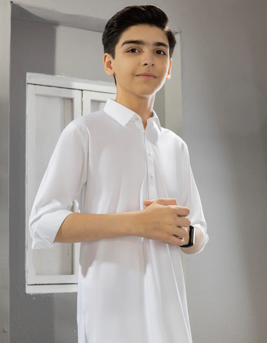 WHITE COTTON KAMEEZ SHALWAR | JCKS-A-US-40222-R5-AP/S23/JJ8732-PN - Image 2