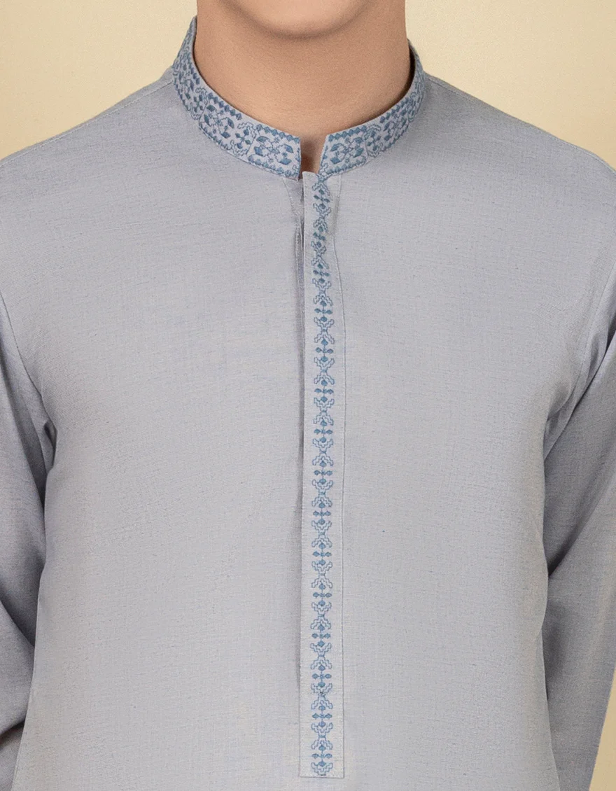 LIGHT BLUE BLENDED KAMEEZ SHALWAR | JCKS-A-US-41167/S22/JJ7345-CL - Image 2