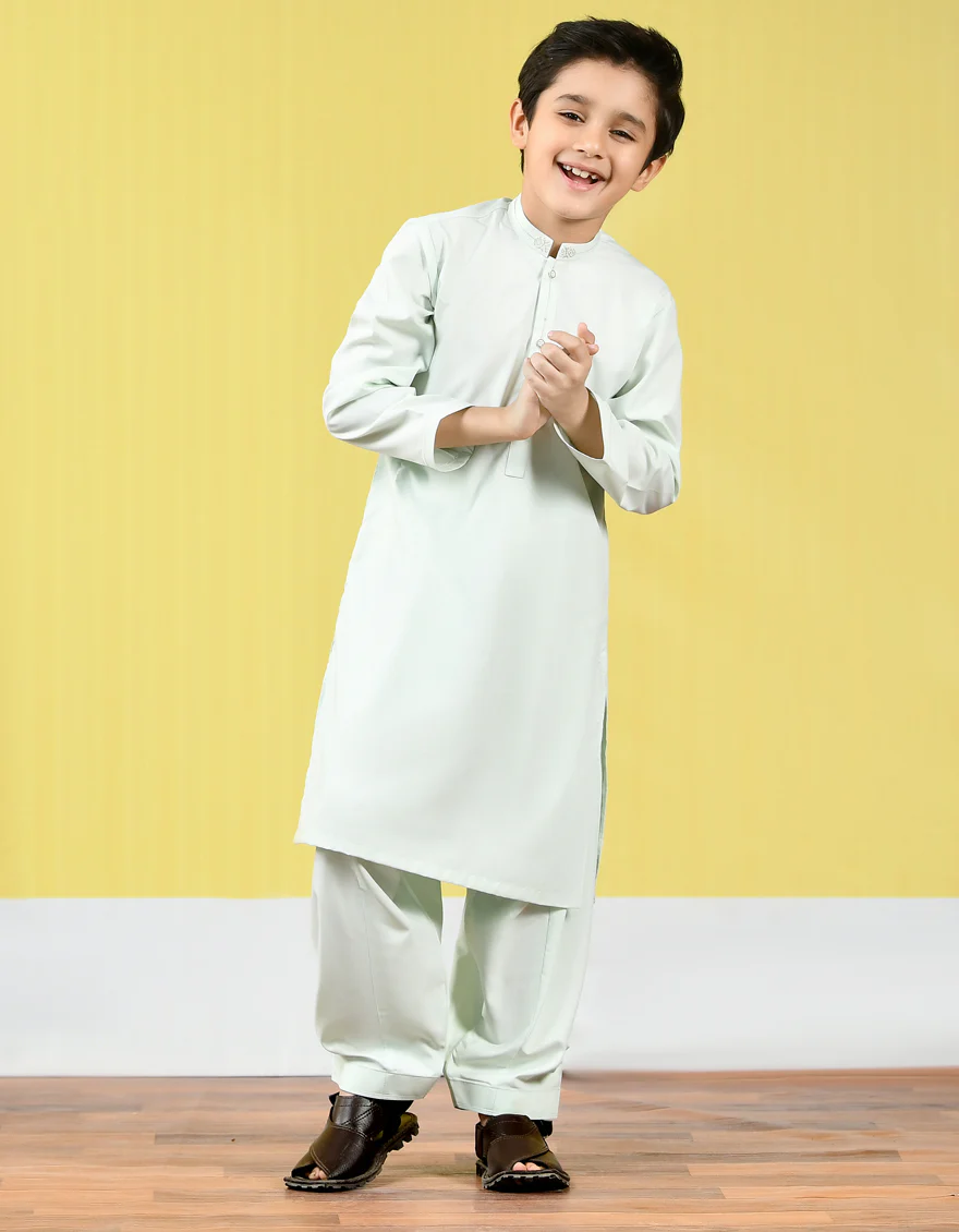 LIGHT GREEN BLENDED KAMEEZ SHALWAR | JCKS-A-US-44050/S22/JJ8166-SF - Image 3