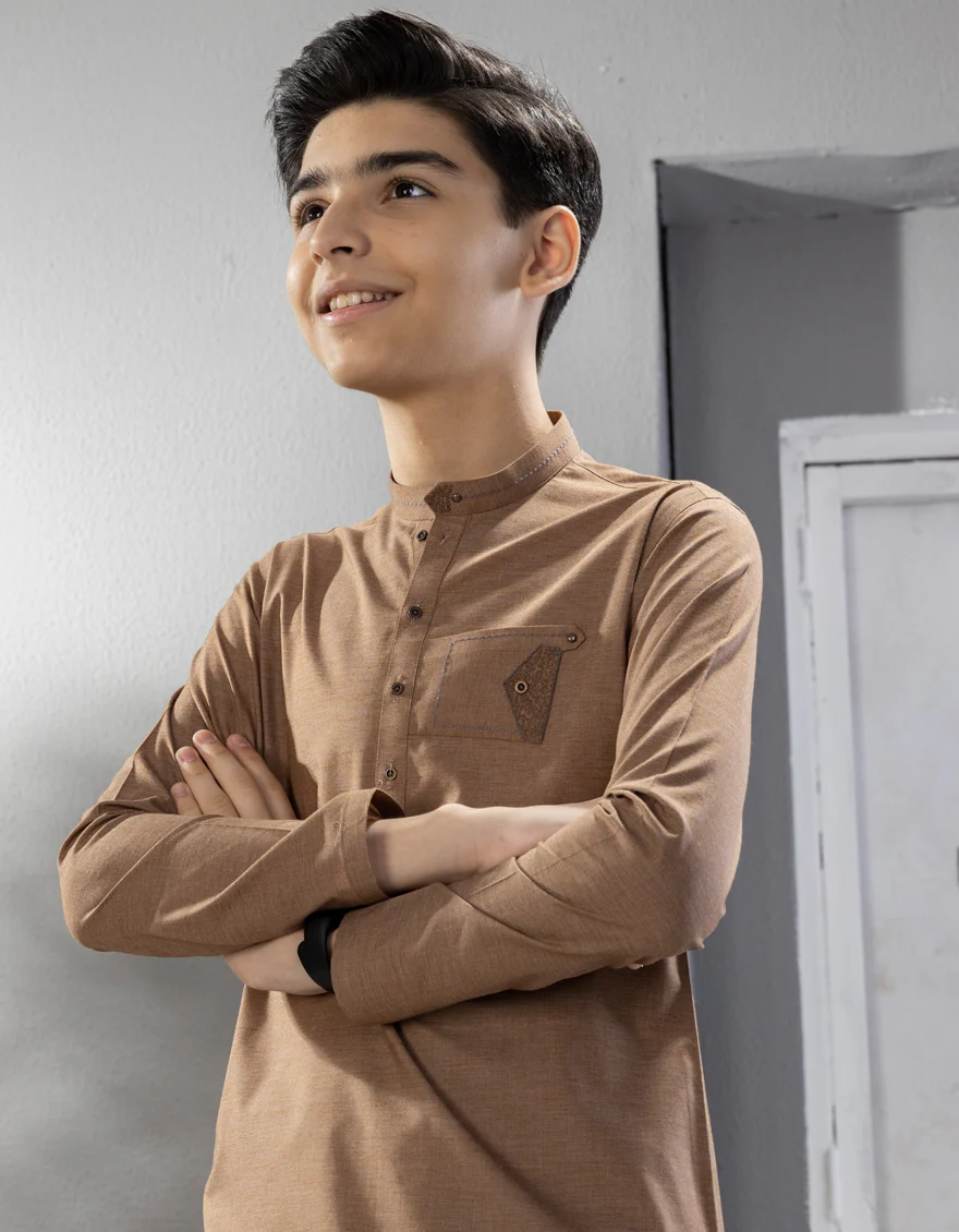 BROWN KAMEEZ SHALWAR | JCKS-A-US-46026/S23/JJ8284-CL - Image 2