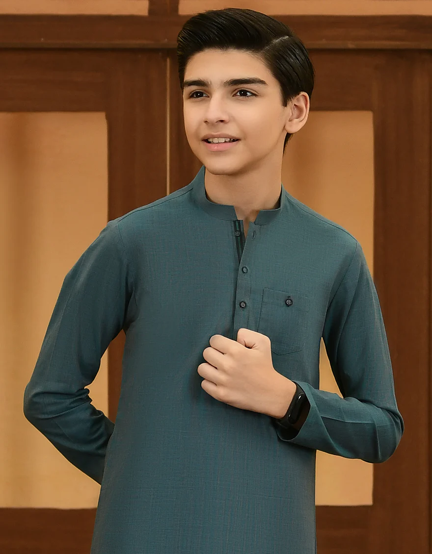 TEAL COTTON KAMEEZ SHALWAR | JCKS-A-US-46057/S23/JJ8647-PN - Image 2