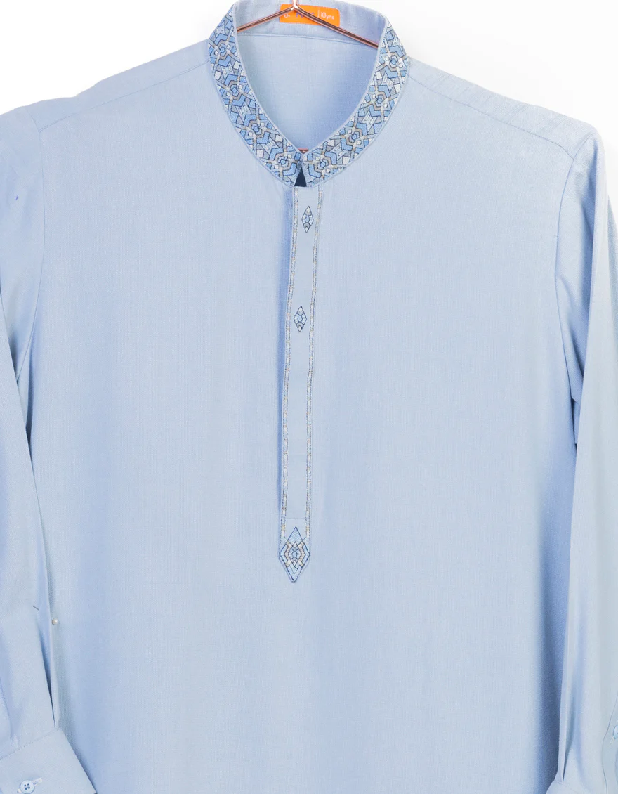 SKY BLUE BLENDED KAMEEZ SHALWAR | JCKS-A-US-46143/S23/JJ7051-CL - Image 2