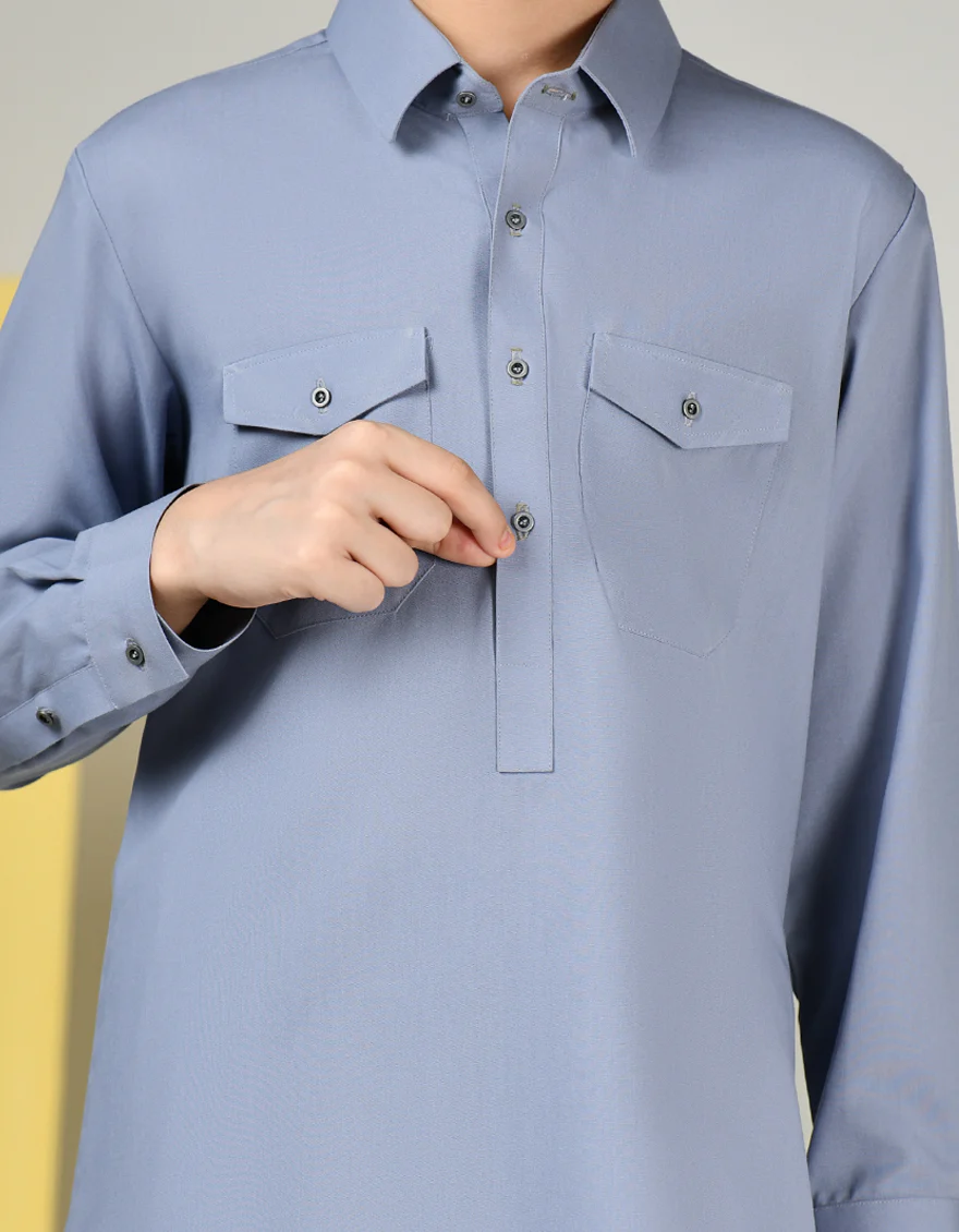 BLUE BLENDED KAMEEZ SHALWAR | JCKS-S-34774/S24/JJ9487-PN - Image 3