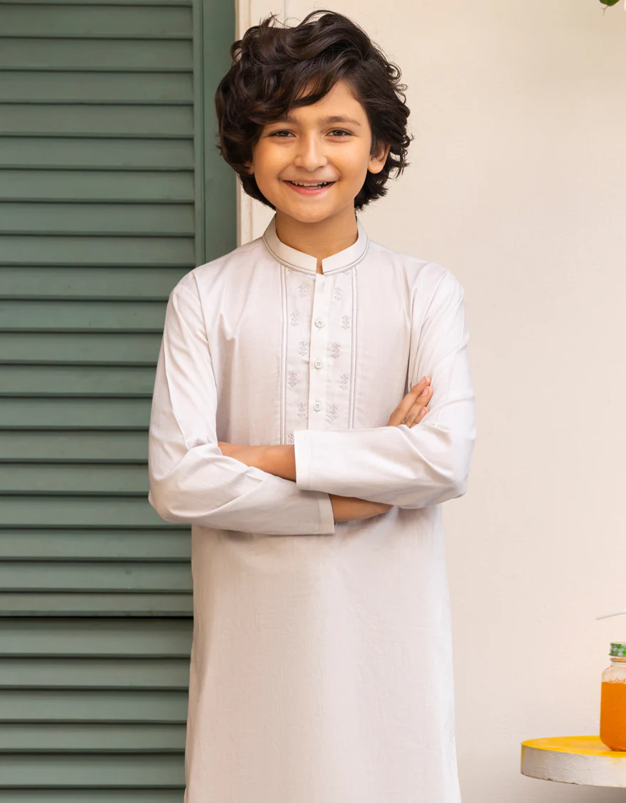 SMOKE GREY COTTON KAMEEZ SHALWAR | JCKS-S-34990/S25/JJ9373-CL - Image 3