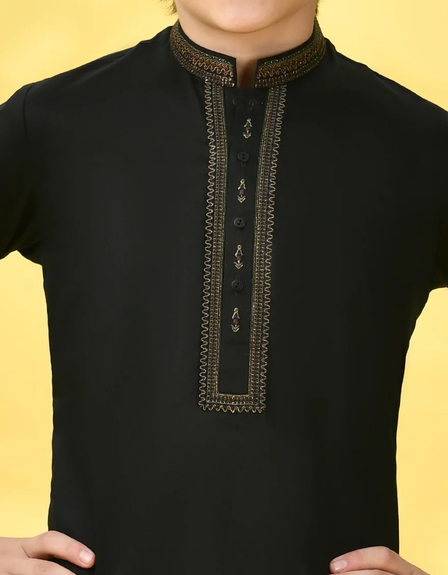 BLACK COTTON KAMEEZ SHALWAR | JCKS-S-38966/S24/JJ8981-FL - Image 2