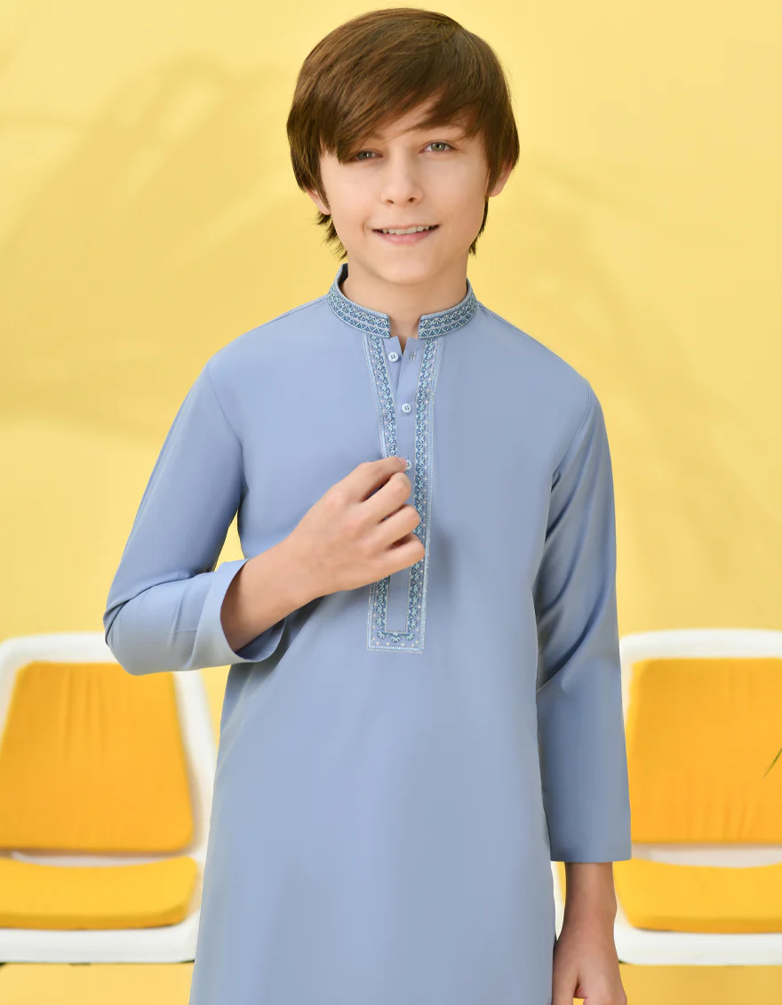 GREY BLUE BLENDED KAMEEZ SHALWAR | JCKS-S-38987/S24/JJ8906-SF - Image 2