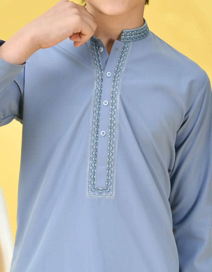 GREY BLUE BLENDED KAMEEZ SHALWAR | JCKS-S-38987/S24/JJ8906-SF - Image 3