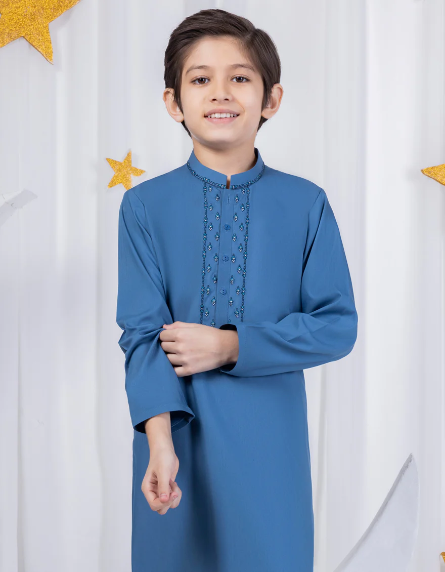 BLUE BLENDED KAMEEZ SHALWAR | JCKS-S-39004/S24/JJ9 - Image 2