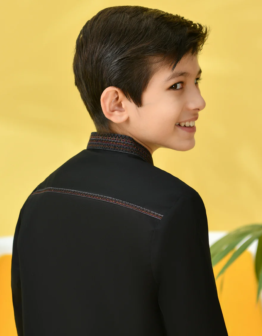 BLACK COTTON KAMEEZ SHALWAR | JCKS-S-39022/S24/JJ7 - Image 2
